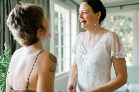 bride getting ready at The King's Daughters Inn
