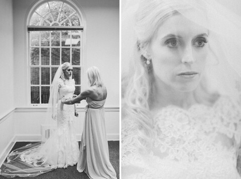 bride getting ready at the pinehurst village chapel