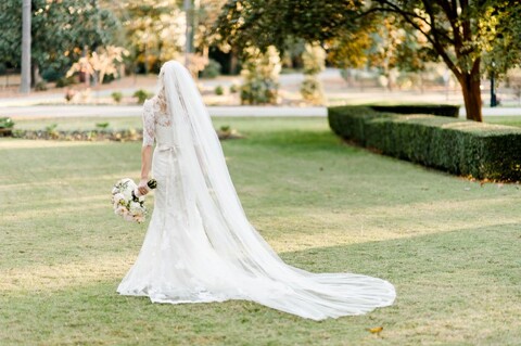 bride wearing a long veil