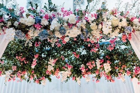 blue and pink wedding ideas with orchids