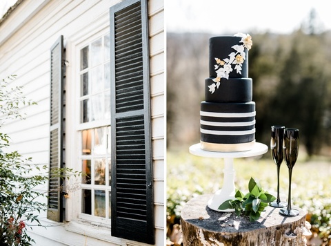 black and white wedding cake