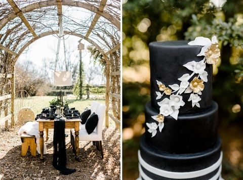 black and white wedding cake