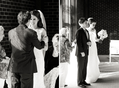 bride about to walk down the aisle at the Ceremony at the St. Michael's Episcopal Church