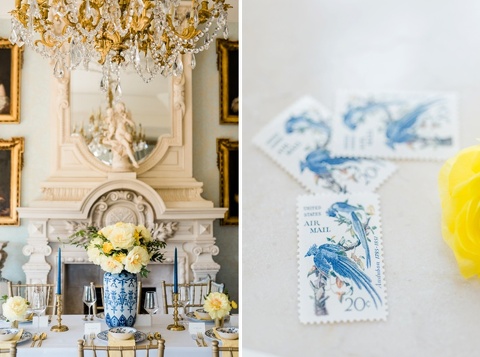 blue and yellow wedding ideas at the dover hall estate