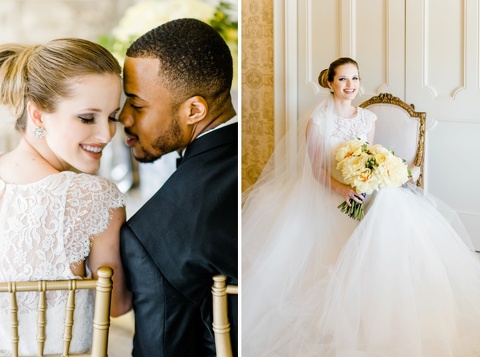 bride wearing hayley paige wedding dress