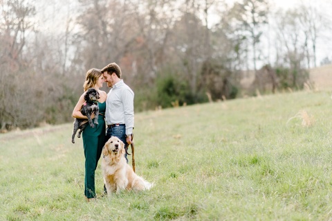 Downtown Raleigh Engagement Photos with dogs