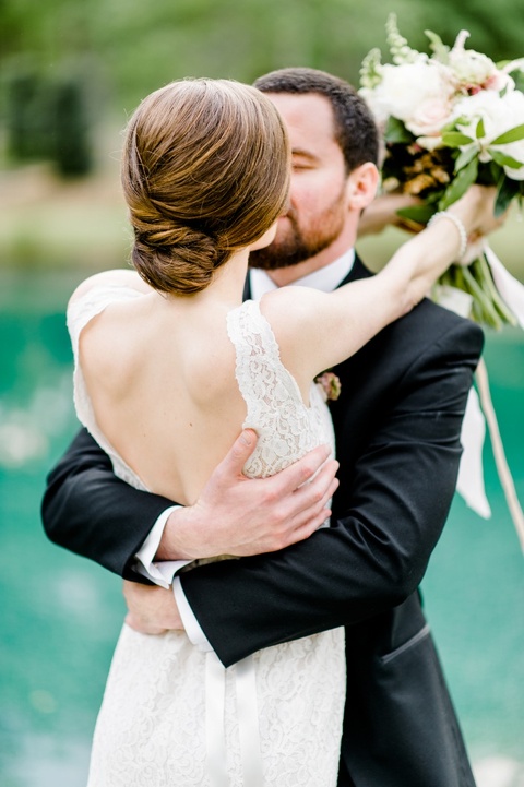 Bride and groom portraits at the Chapel Hill Carriage House. Photo by Caroline Lima.