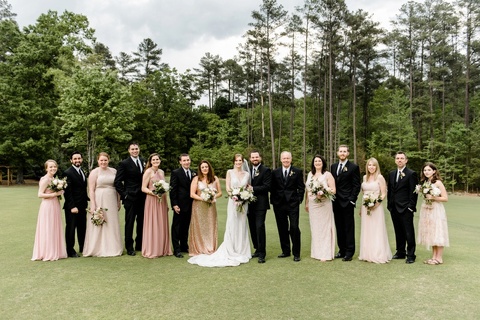 Blush and gold bridal party. Coordination by Kast Events at the Chapel Hill Carriage House. Photo by Caroline Lima.