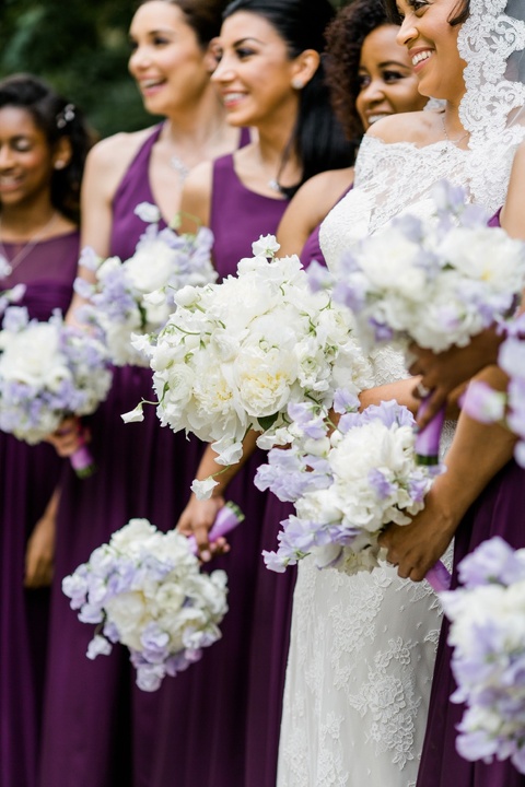 Wedding at The Umstead. Plum Bridesmaids dresses. Liancarlo wedding dress. Coordination by A Southern Soiree. 