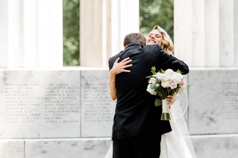 Bride and Groom first look at the War Memorial DC
