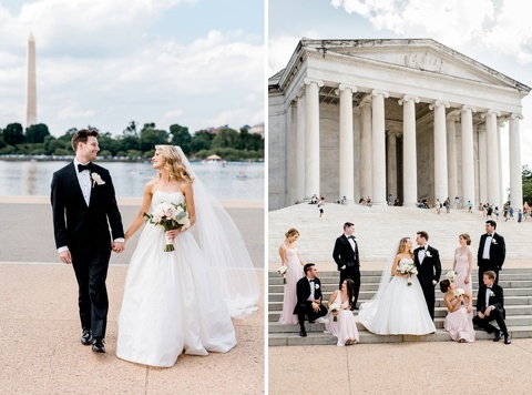Bridal party at the Jefferson Memorial