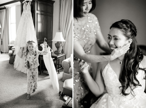 Bride getting ready at the Dupont Hotel in Wilmington