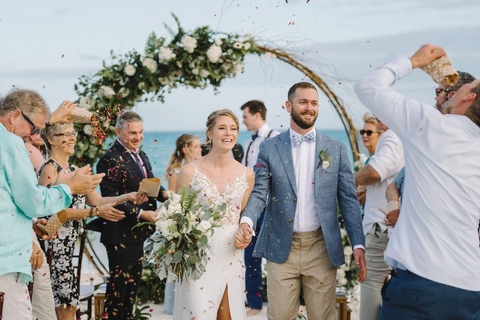 Ceremony confetti exit Grand Isle Resort Spa Wedding Exuma
