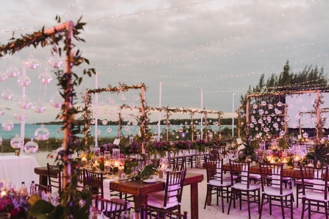 Purple decor Grand Isle Resort Spa Wedding Exuma