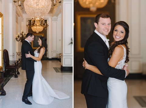 Bride and groom photos St. Anthony Hotel in San Antonio