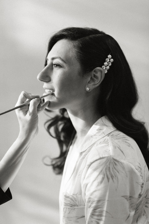 bride getting ready at home in Houston